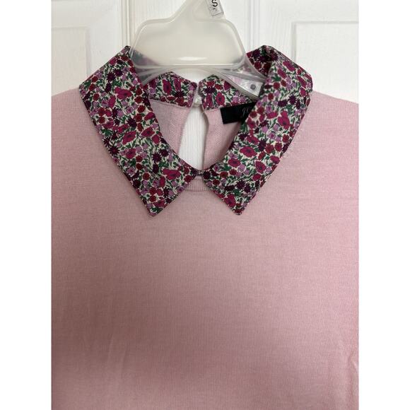 J. Crew Liberty 100% Merino Wool Pink Sweater Sz Small Floral Preppy Old Money - Picture 3 of 7